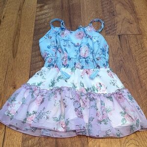 Fbz Girl’s Blue and Pink Floral Dress Size 3T